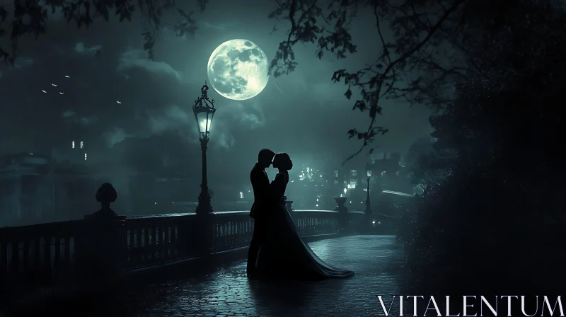 AI ART Moonlit Embrace: A Romantic Night Scene