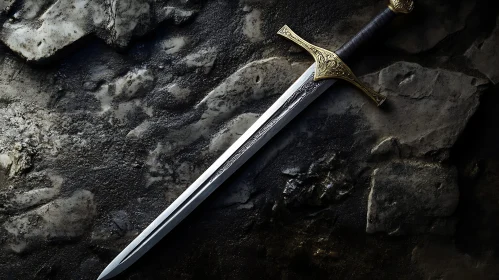 Medieval Sword on Stone Texture