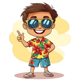 Summer Cartoon Character with Sunglasses