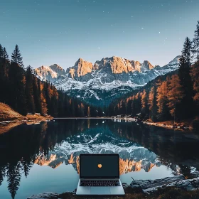 Mountain Landscape with Modern Technology