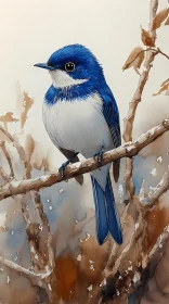 Artistic Bluebird Perched Painting