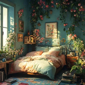 Cozy Bedroom with Flower Decorations