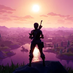 Sunset View with Fortnite Character