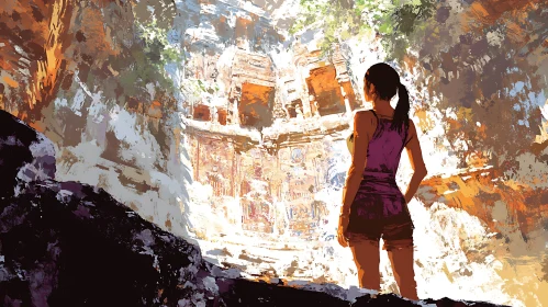 Woman at Ancient Ruins