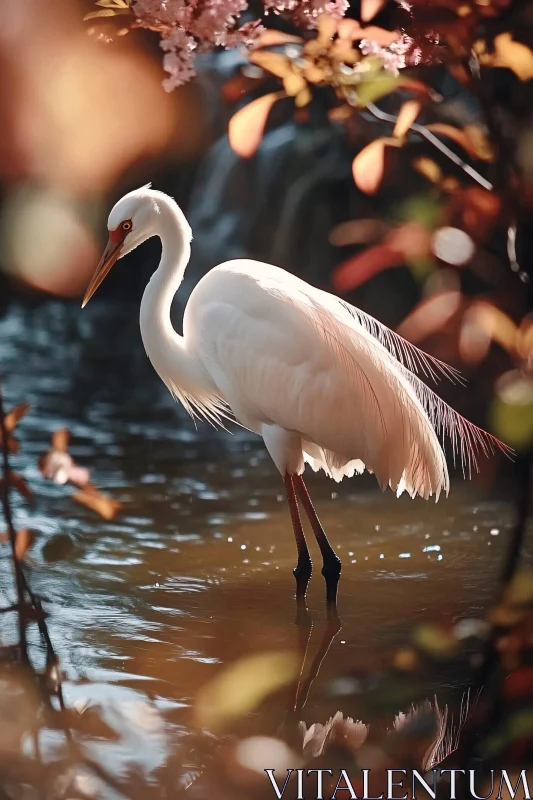 AI ART Serene White Heron in Natural Habitat