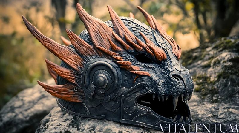 AI ART Stone Dragon Helmet - Fantasy Character