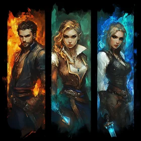 Fantasy Triptych: Fire, Earth, Ice Warriors