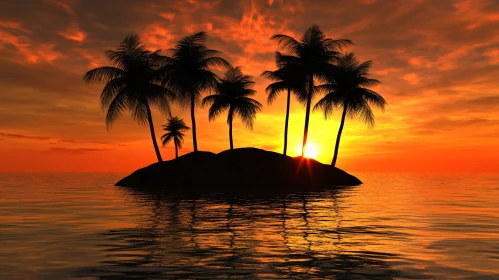 Golden Sunset on a Calm Island