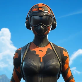 Stylized Female Character with Helmet and Headphones