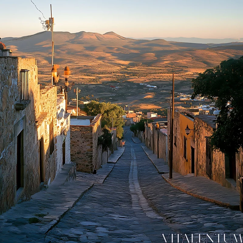 Picturesque Mountain View from Stone Street AI Image