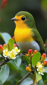 Vibrant Avian Beauty Among Blossoms