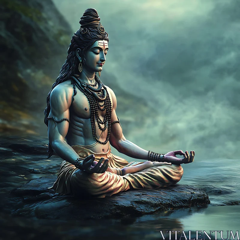 Meditative Shiva Art Print AI Image