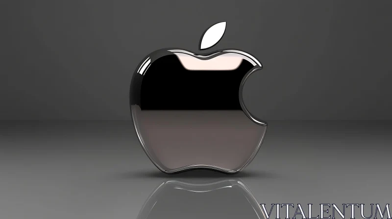 AI ART Reflective Apple Logo on Dark Background