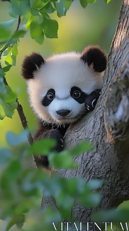 Panda Cub in Nature AI Image