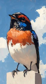 Vivid Bird Art with Blue Sky