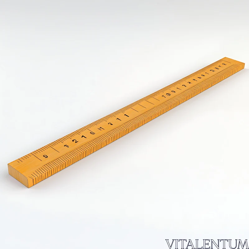 AI ART Classic Wooden Ruler on White Backdrop