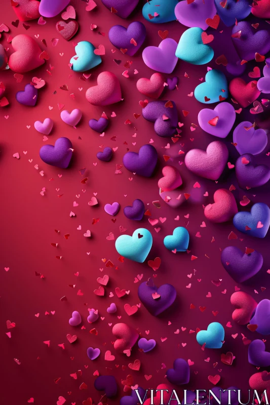 AI ART Floating Hearts on Red