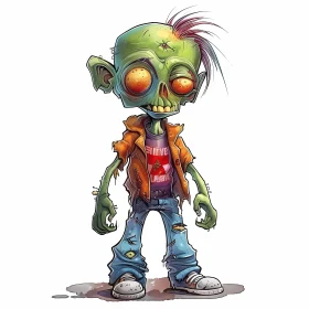 Cartoon Zombie in Casual Outfit