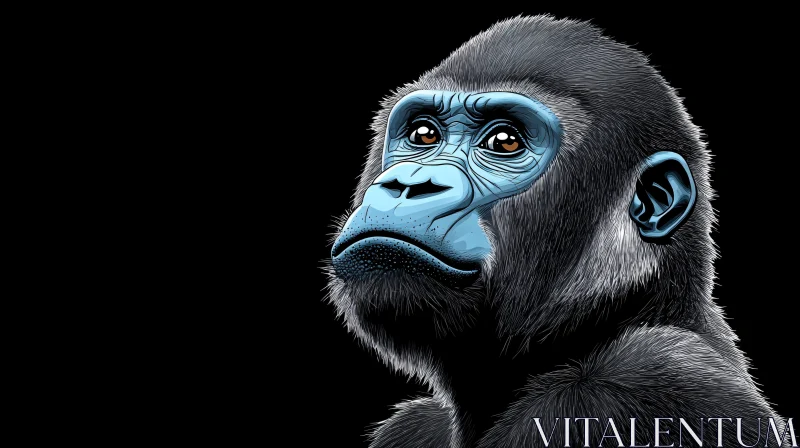 Blue Faced Gorilla Art AI Image