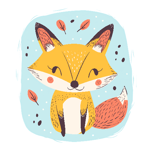 Charming Cartoon Fox Illustration for Kids' Apparel POD Design