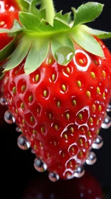 Close-Up of Strawberries with Water Droplets on Black Background