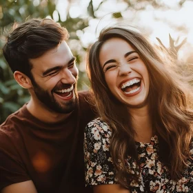 Couple's Shared Laughter in Sunlight