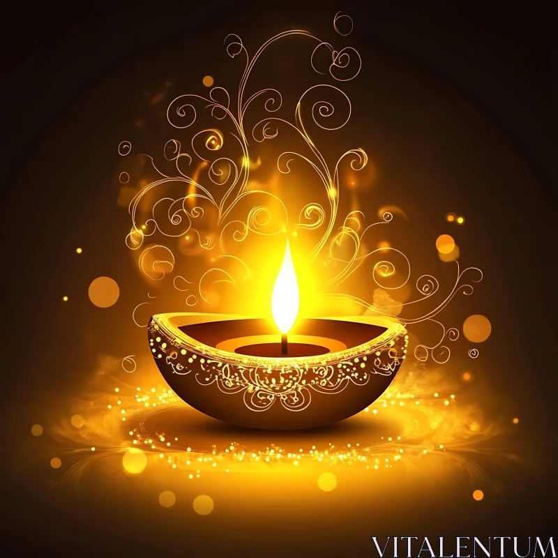 Golden Light Candle Art AI Image