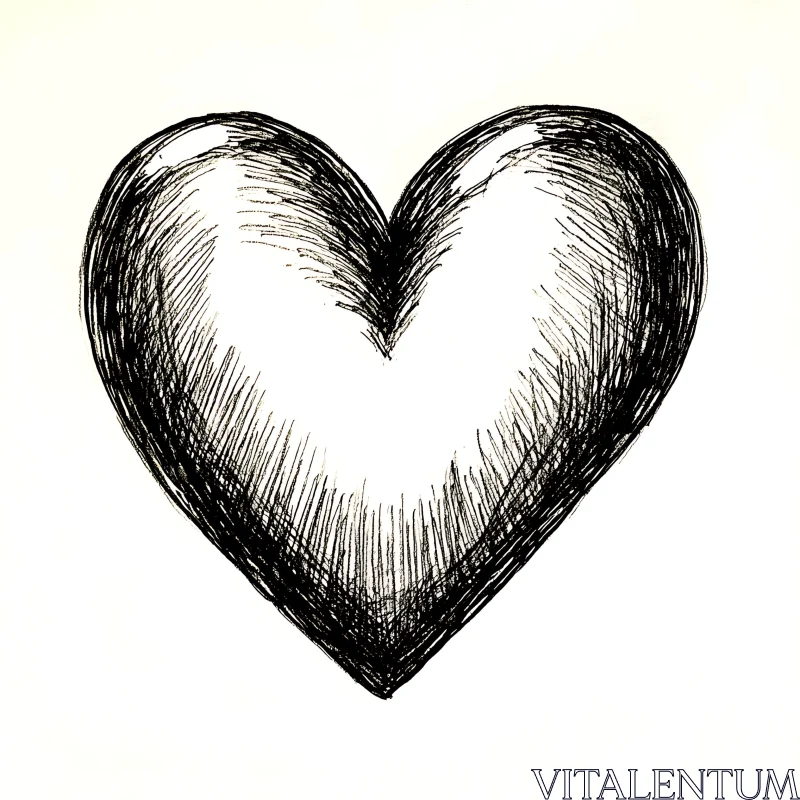 AI ART Sketchy Heart - Black and White Love