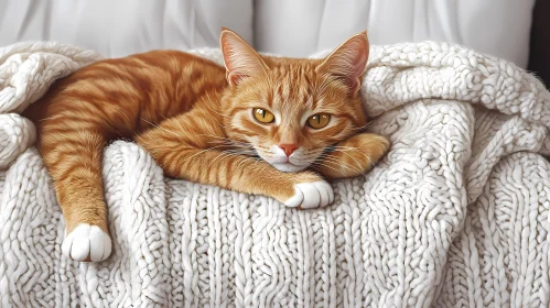 Relaxed Ginger Cat Portrait
