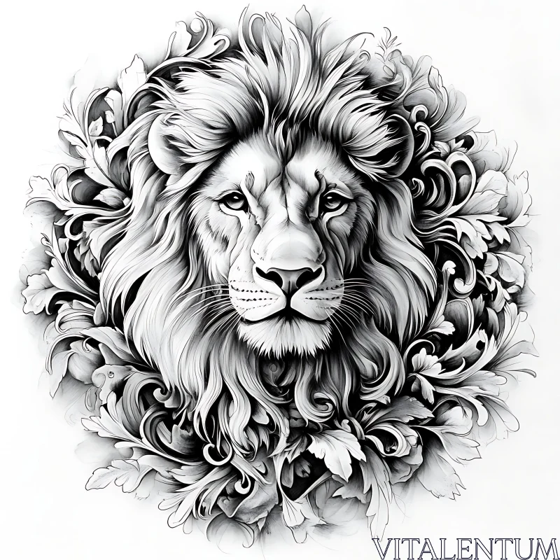 AI ART Monochrome Lion Art