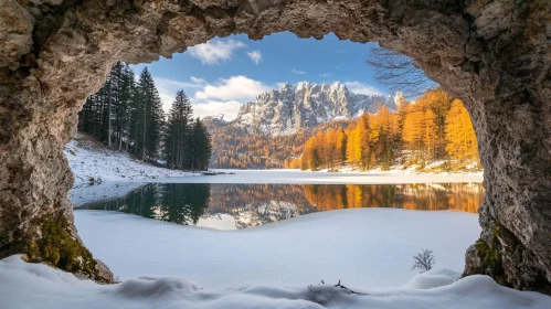 Peaceful Autumn Mountain Lake View