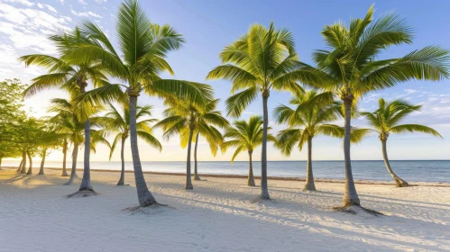 Golden Sunrise at the Beach: A Captivating Image of Palm Trees