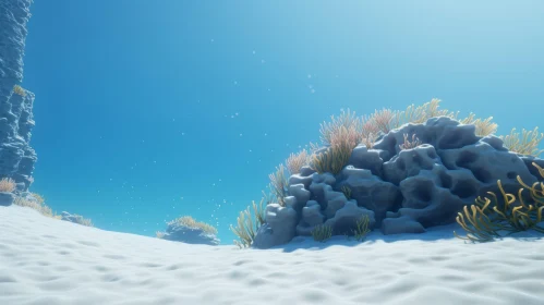 Snowy Beach with Plants and Seaweed in Unreal Engine 5 Style