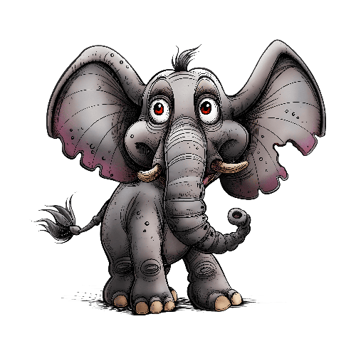 Surprised Cartoon Elephant with Colorful Accents POD Design