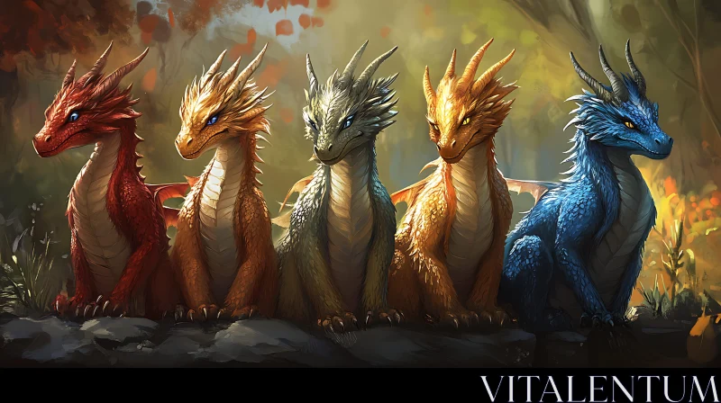 AI ART Colorful Dragons Fantasy Art