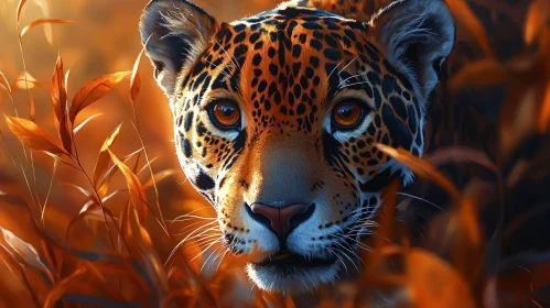 Jaguar in Autumn Foliage