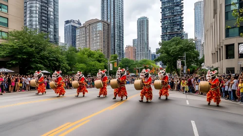 City Parade with Lion Dancers