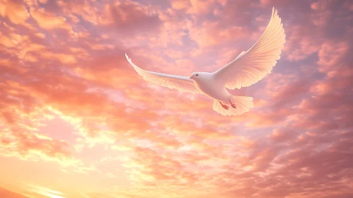 Peaceful Dove in Pastel Sunset