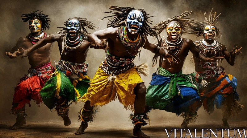 AI ART Energetic African Dancers in Traditional Attire