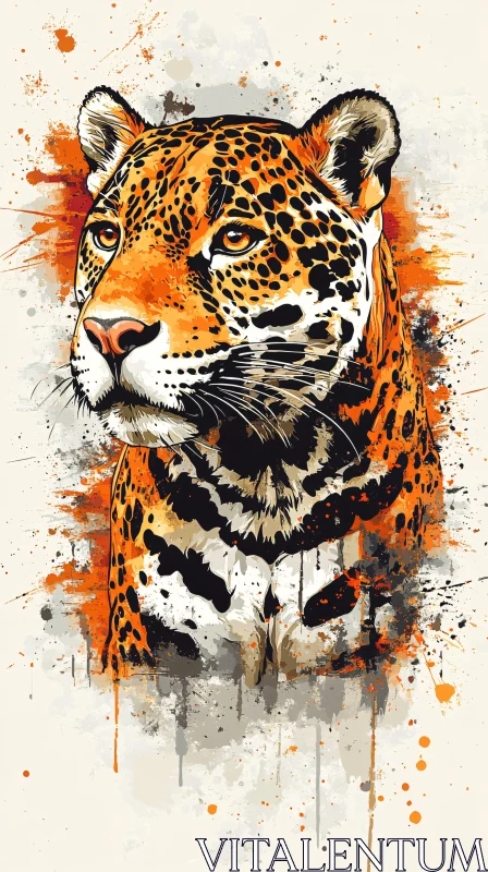 Leopard in Abstract Splatter Art AI Image