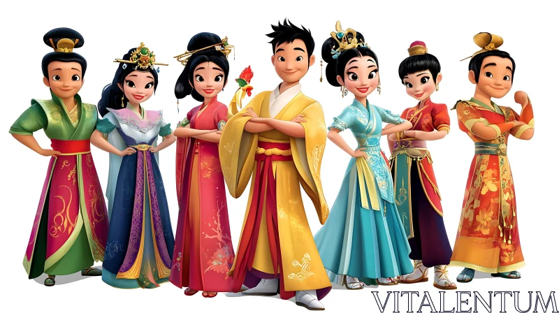 AI ART Cartoon Figures in Ancient Chinese Costumes