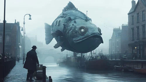 Mechanical Fish in Urban Landscape