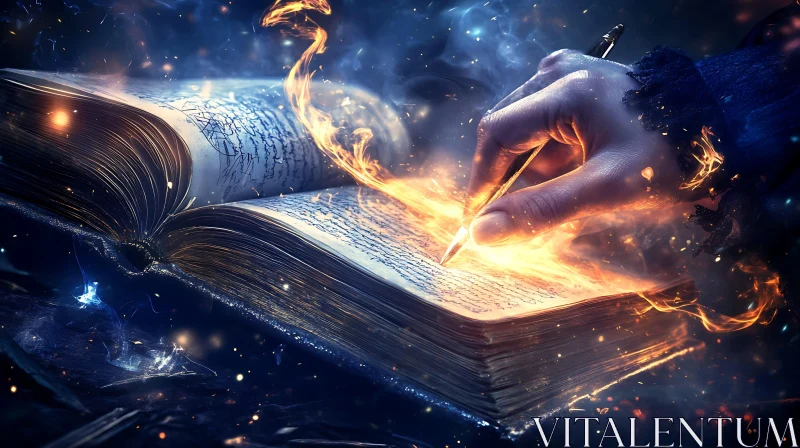 AI ART Mystical Book with Hand Writing