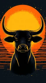 Bold Bull Sunset Silhouette