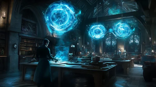 Arcane Laboratory with Glowing Orbs