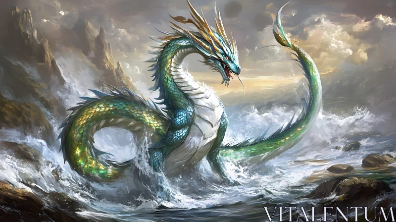 AI ART Ancient Sea Serpent Emerges from the Depths