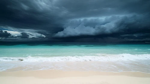 Contrasting Nature: Storm and Tranquil Beach