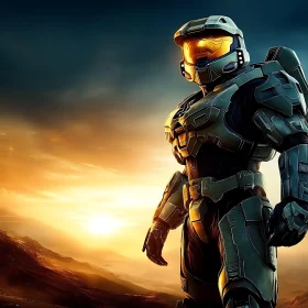 Armored Warrior on Distant Horizon