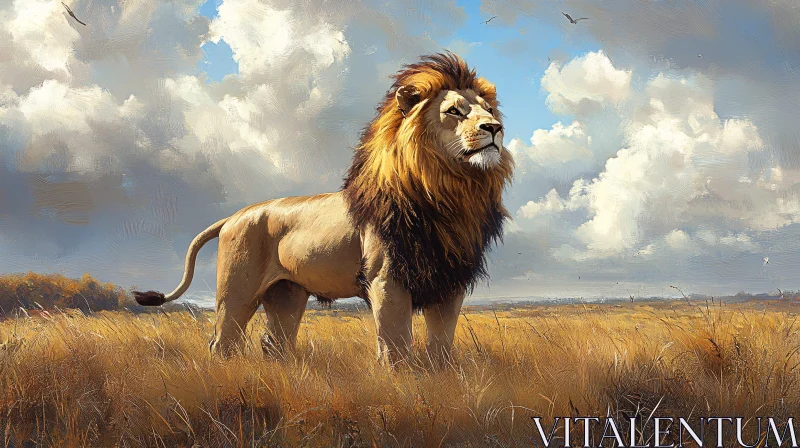 Proud Lion in the Wild AI Image