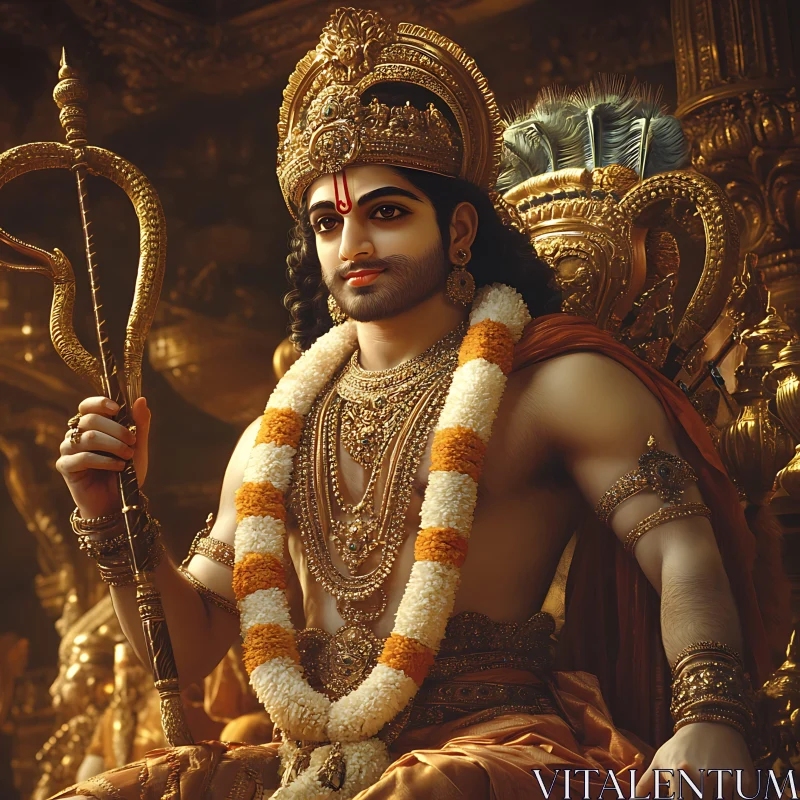 Indian God with Crown and Jewelry AI Image